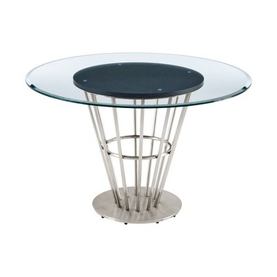 Veronica 48'' Round Glass and Walnut Dining Table