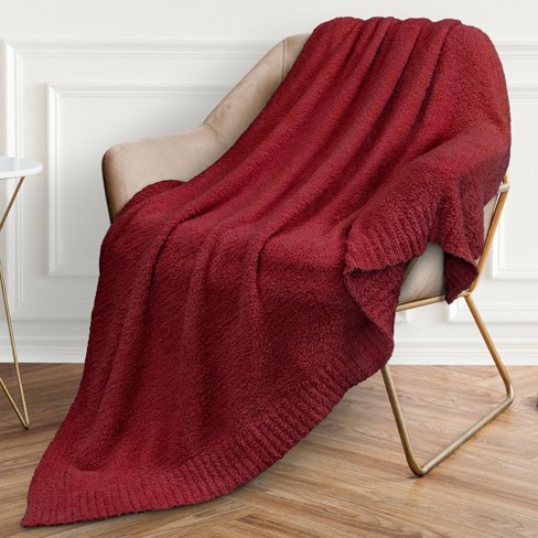 Pavilia Plush Knit Throw Blanket For Couch Sofa Bed, Super Soft Fluffy Fuzzy  Lightweight Warm Cozy All Season, Dark Red/throw - 50x60 : Target