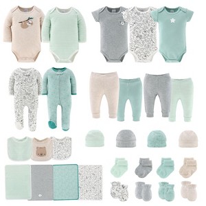 The Peanutshell Restful Basics Newborn Layette Set for Baby Boys and Girls, 30-Pieces, Green/Grey, 0-3 Months - 1 of 4