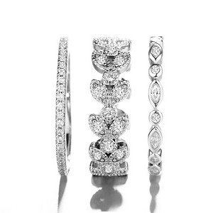 14K White Gold Three-Piece Marquise Cut Leaf Ring Set with crystals from Swarovski - 1 of 3