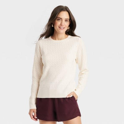 Image of Women's Crewneck Pullover Sweater - A New Day™ Cream L