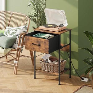 GALAXHERO Nightstand with Charging Station, 25" Bedside Table with Fabric Drawer and Open Shelf, 2-Tier Small End Table for Bedroom - 1 of 4