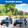 Costway 24V 7AH Kids Golf Cart 4WD 2 Seater Ride on Car with Sun Shade & Dump Bed Navy - 4 of 4