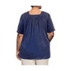 Women's Chambray Short Sleeve Pop Over Top - Plus - On The Plus Side - 2 of 4