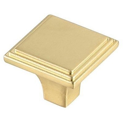 Elegant Brushed Gold Square Knobs with Mounting Hardware, Set of 10