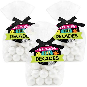 Big Dot of Happiness Through the Decades - 50s, 60s, 70s, 80s, and 90s Party Clear Goodie Favor Bags - Treat Bags With Tags - Set of 12 - 1 of 4