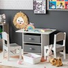 Babyjoy Kids Art Play Wood Table and 2 Chairs Set w/ Storage Baskets Puzzle - 2 of 4