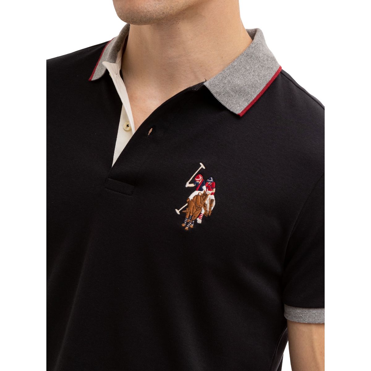 U.S. Polo Assn. Men's Slim Fit Multicolor Interlock Polo Shirt with Big Pony - thumbnail 3