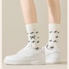 Anna-Kaci 3 Pairs Women's Casual Crew Socks Assorted Patterns Striped Polka Dot and Bow Embroidery - 4 of 4