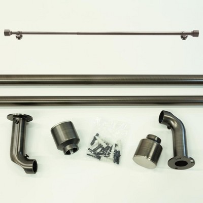 Gun Metal Extendable Blackout Curtain Rod with Decorative Finials