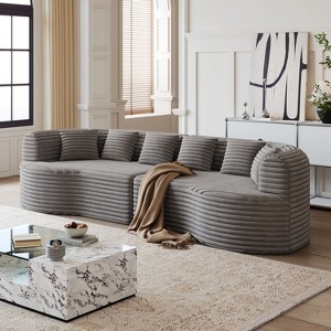 Okak Modern Oversized Curved Sectional Floor Futon Sofa for Living Room Bedroom,Memory Foam Rest Sofa with Comfy Backrest & Pillows - 1 of 4