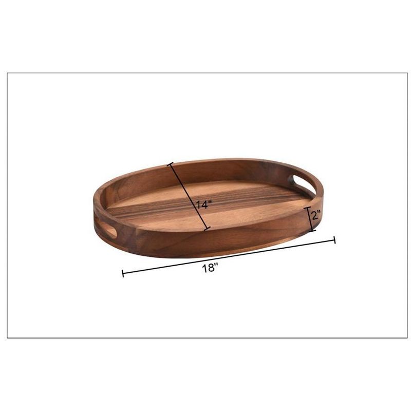 Kalmar Home Solid Acacia Wood Oval Serving Tray -large, 3 of 4