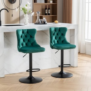 DOMETOUR Swivel Velvet Barstools Adjusatble Seat Height from 25-33 Inch with Upholstered for Home Pub and Kitchen - 1 of 4