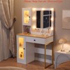Bedroom Makeup Vanity Desk w/ Mirror and Lights, Vanity Table w/ Charging Station, RGB Lights Wood Dressing Table - 3 of 4