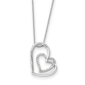 Black Bow Jewelry Rhodium Plated Sterling Silver & CZ Thank You Grandma Necklace, 18 In. - 1 of 4