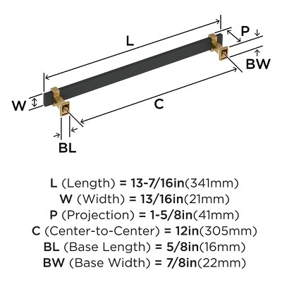 12-inch Brushed Matte Black and Champagne Bronze Appliance Pull