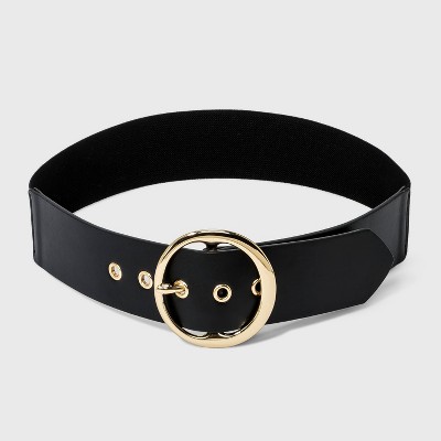 Women's Round Stretch Buckle Belt - A New Day™ Black : Target