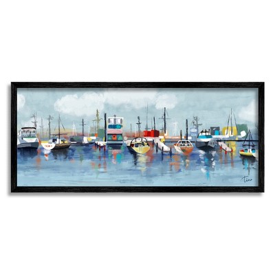 Stupell Industries Boats Docked in Ocean Marina Framed Giclee