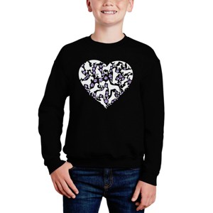 LA Pop Art Dog Heart - Boy's Word Art Crewneck Sweatshirt - 1 of 4