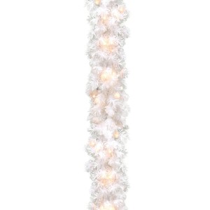 National Tree Company Pre-Lit Artificial Christmas Garland, White, Wispy Willow, White Lights, Plug In, Christmas Collection, 6 Feet - 1 of 3