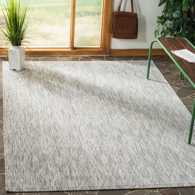 Gray Geometric Low Pile Indoor/Outdoor Area Rug