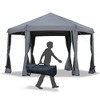 Outsunny 13' x 13' Heavy Duty Pop Up Canopy with Hexagonal Shape, 6 Mesh Sidewall Netting, 3-Level Adjustable Height and Strong Steel Frame - 4 of 4