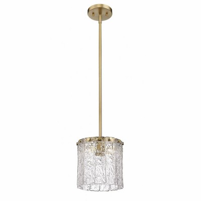 Glacier Modern Gold LED Pendant Light with Clear Textured Glass