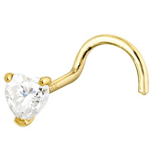 Jewelry Avalanche 22G 14K Gold Heart-shape Moissanite Nose Screw Nose Stud - 1 of 4