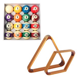 GSE Billiard Balls and Racks Set, 8-Ball Triangle & 9-Ball Diamond Pool Ball Racks with 2-1/4" Standard Pool Balls (Several Colors Available) - 1 of 4