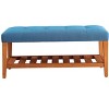 Busaurus Light Blue Fabric & Oak Finish storage Benches - 4 of 4