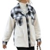 Coolmee Women's Flannel Button Down Fleece Jacket Fall Fuzzy Plaid Blouse Jacket Winter Lightweight Coats - 4 of 4