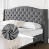 TROPOW Luxury Upholstered Bed Frame with Wingback Headboard, Velvet Platform Bed Frame Mattress Foundation with Wooden Slats, No Box Spring Needed - 3 of 4