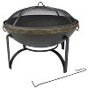 Sunnydaze Outdoor Camping or Backyard Steel Contemporary Fire Pit Bowl with Handles and Spark Screen - 26" - Black - 3 of 4