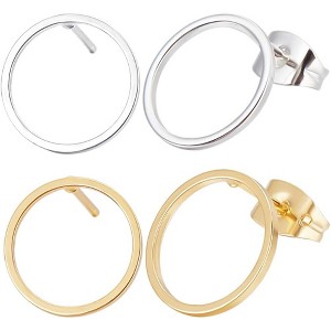 20Pcs Circle Earring Posts, 18K Gold & 925 Sterling Silver Plated Brass Stud Findings for Jewelry Making - 1 of 4