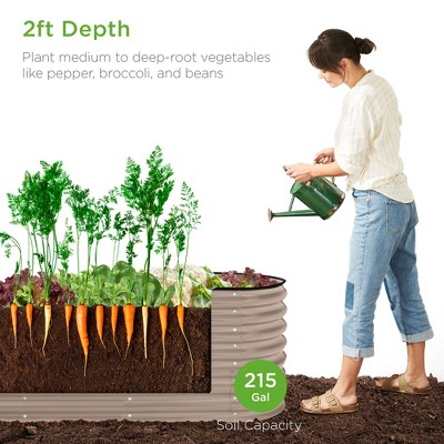 Taupe 8x2x2ft Powder-Coated Steel Oval Raised Garden Bed