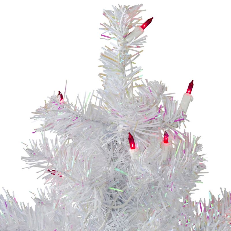 Northlight 3' Pre-Lit Slim White Iridescent Pine Artificial Christmas Tree - Pink Lights, 4 of 7
