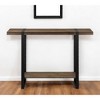 HomeRoots 47" Brown and Black Wood and Metal Distressed Sled Console Table With Shelf - 2 of 4