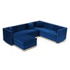100.8" Velvet U-Shaped Sectional Sofa with Ottoman, Channel Tufting, Gold Base & 4 Pillows - 4 of 4
