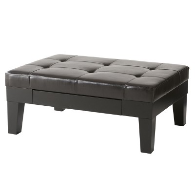 NicBex Modern 40.5" Rectangle Ottoman Leather Footstools with Hidden Slide Out Drawer for Bedroom and Living Room