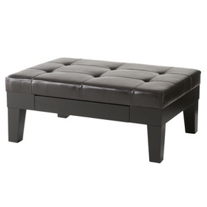 NicBex Modern 40.5" Rectangle Ottoman Leather Footstools with Hidden Slide Out Drawer for Bedroom and Living Room - 1 of 4