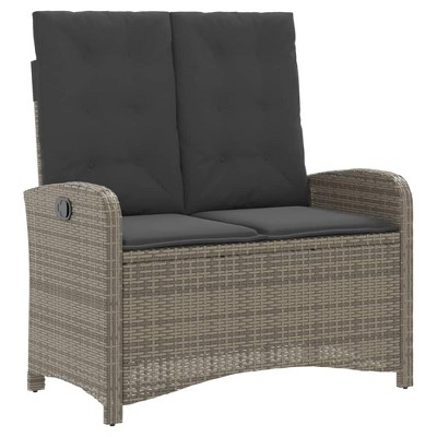 vidaXL Garden Bench Adjustable with Cushion Grey Poly Rattan