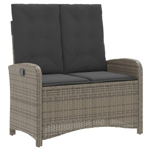 vidaXL Garden Bench Adjustable with Cushion Grey Poly Rattan - 1 of 4