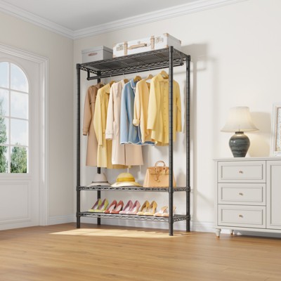 Black 3-Tier Wire Freestanding Closet System