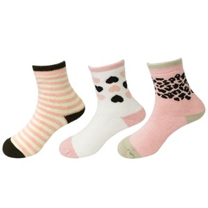 Wrapables Toddler's Thick Casual Ankle Socks (Set of 3), Leopard, Small - 1 of 4