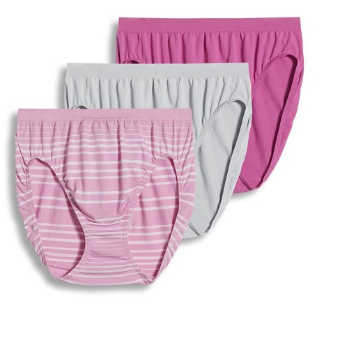 Jockey Women's Comfies Microfiber Brief - 3 Pack 9 Rose/grey/pink Stripe :  Target