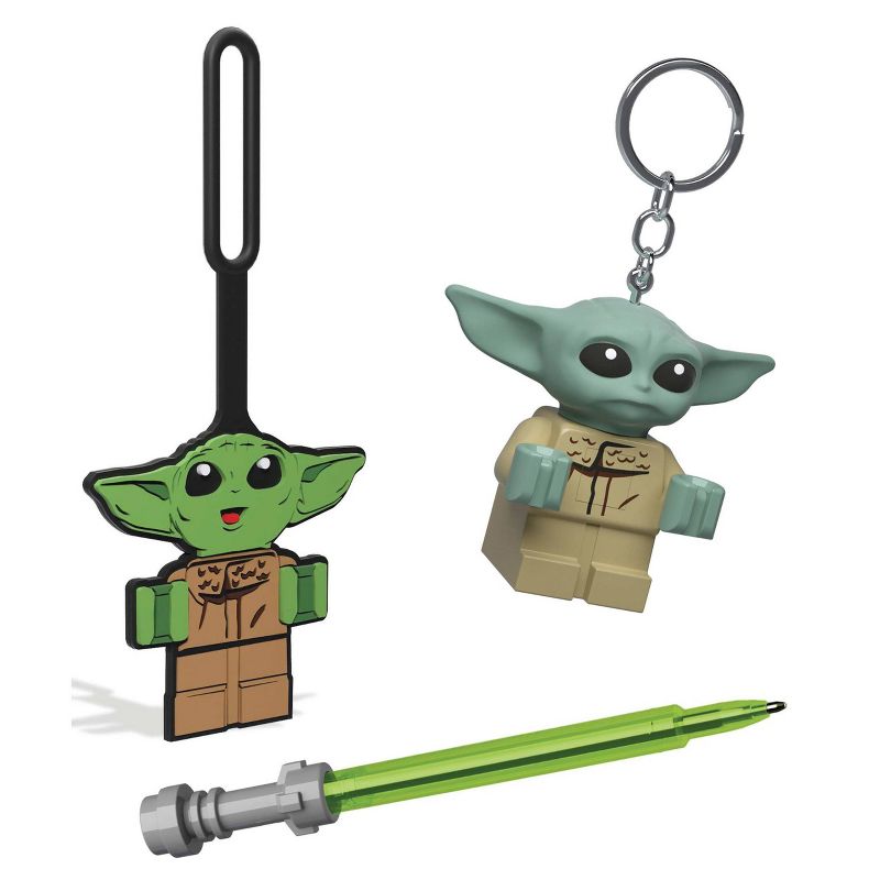 LEGO Star Wars Lightsaber Gel Pen Green Ink with Baby Yoda Grogu Bag Tag and Keychain Gift Set, 1 of 15