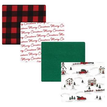 Hudson Baby Unisex Baby Cotton Flannel Receiving Blankets, Christmas Scene, One Size