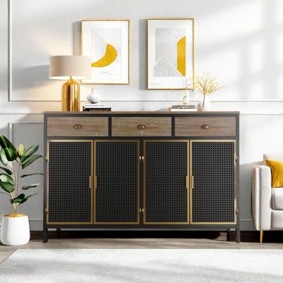 ORRD 48" Modern Sideboard with 4 Doors & 3 Drawers, Freestanding Storage Cabinet for Entryway, Living Room, Bedroom, or Office