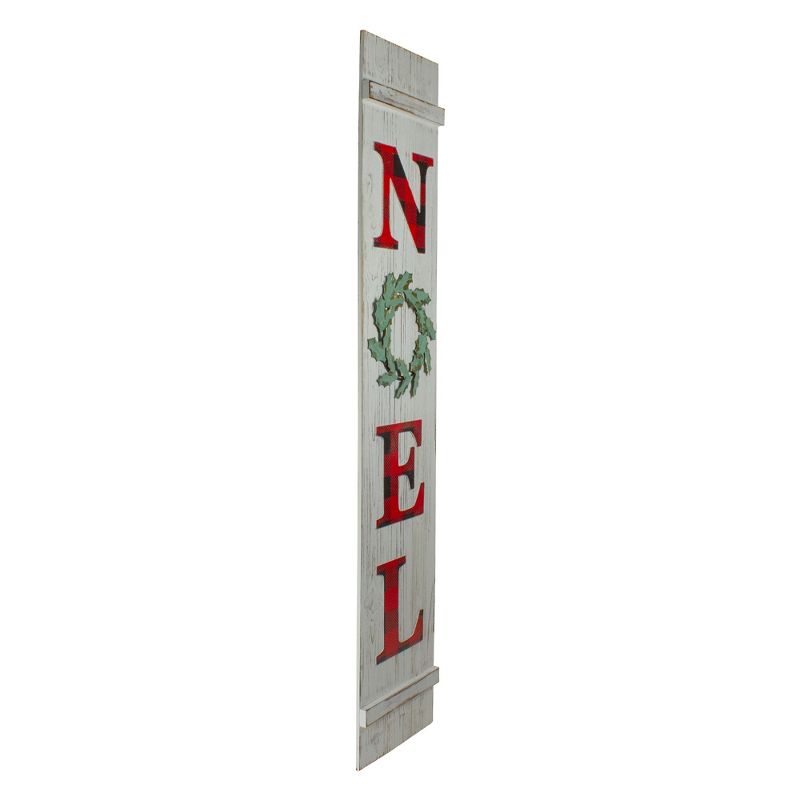 Northlight 47.5" Red Buffalo Plaid Wooden Noel Christmas Porch Board Sign Decoration, 3 of 7