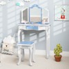 Costway Kids Vanity Table & Stool Set with Cute Polka Dot Print Tri-folding Mirror Drawer Pink&White/Light Pink&White/Pink&Black/Blue/Pink - image 4 of 4